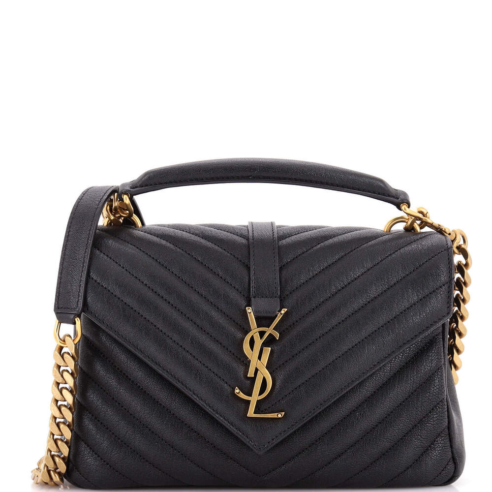 Saint Laurent Medium Classic Monogram College Bag Matelasse Chevron Leather